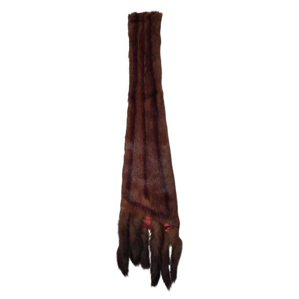 Unbranded Scarf Women Brown Real Fur Stole Vintage Multi Tail Mahogany Striped